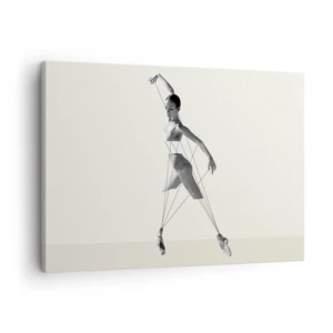 Quadro em tela - Bailarina em uma interpretação geométrica com linhas - 70x50cm - No teatro do mundo - Decoração de parede moderna para a sala de estar e quarto ARTTOR