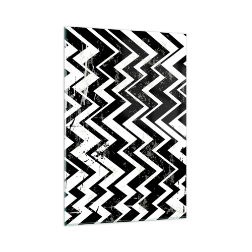 Quadro em vidro - Zig-branco, zag-preto - 80x120 cm