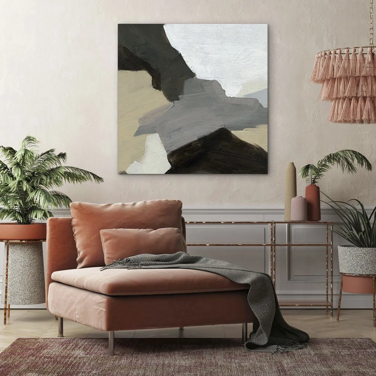 Quadro em tela - Abstração: a encruzilhada do cinza - 40x40 cm