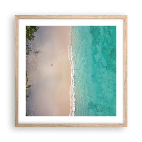 Pôster com moldura de carvalho claro - Praia do paraíso - 50x50 cm
