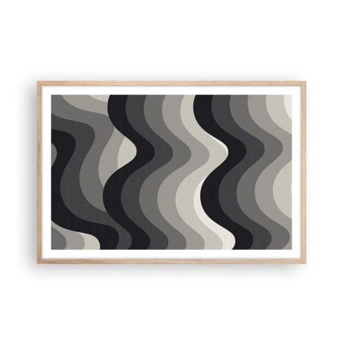 Pôster com moldura de carvalho claro - Onda após onda - 91x61 cm