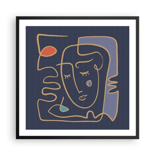 Pôster com moldura preta - Nos pensamentos - 60x60 cm