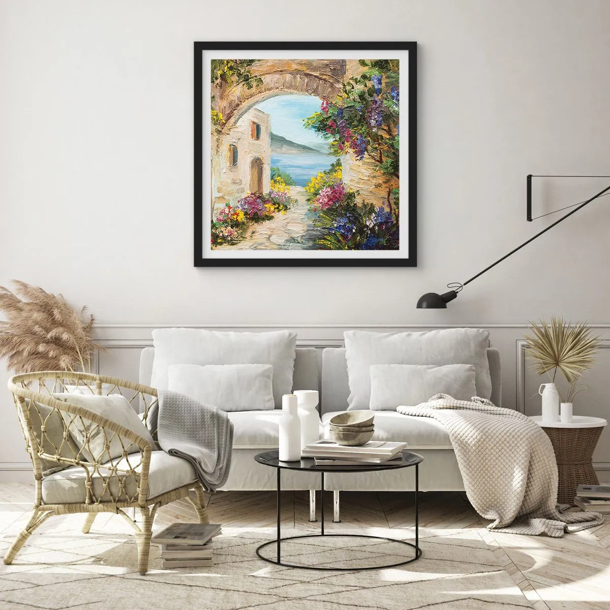 Pôster com moldura preta - O encanto da província costeira - 60x60 cm