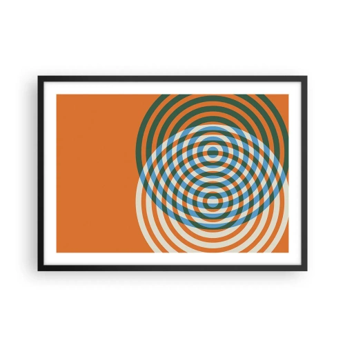 Pôster com moldura preta - Variação circular abstrata - 70x50 cm