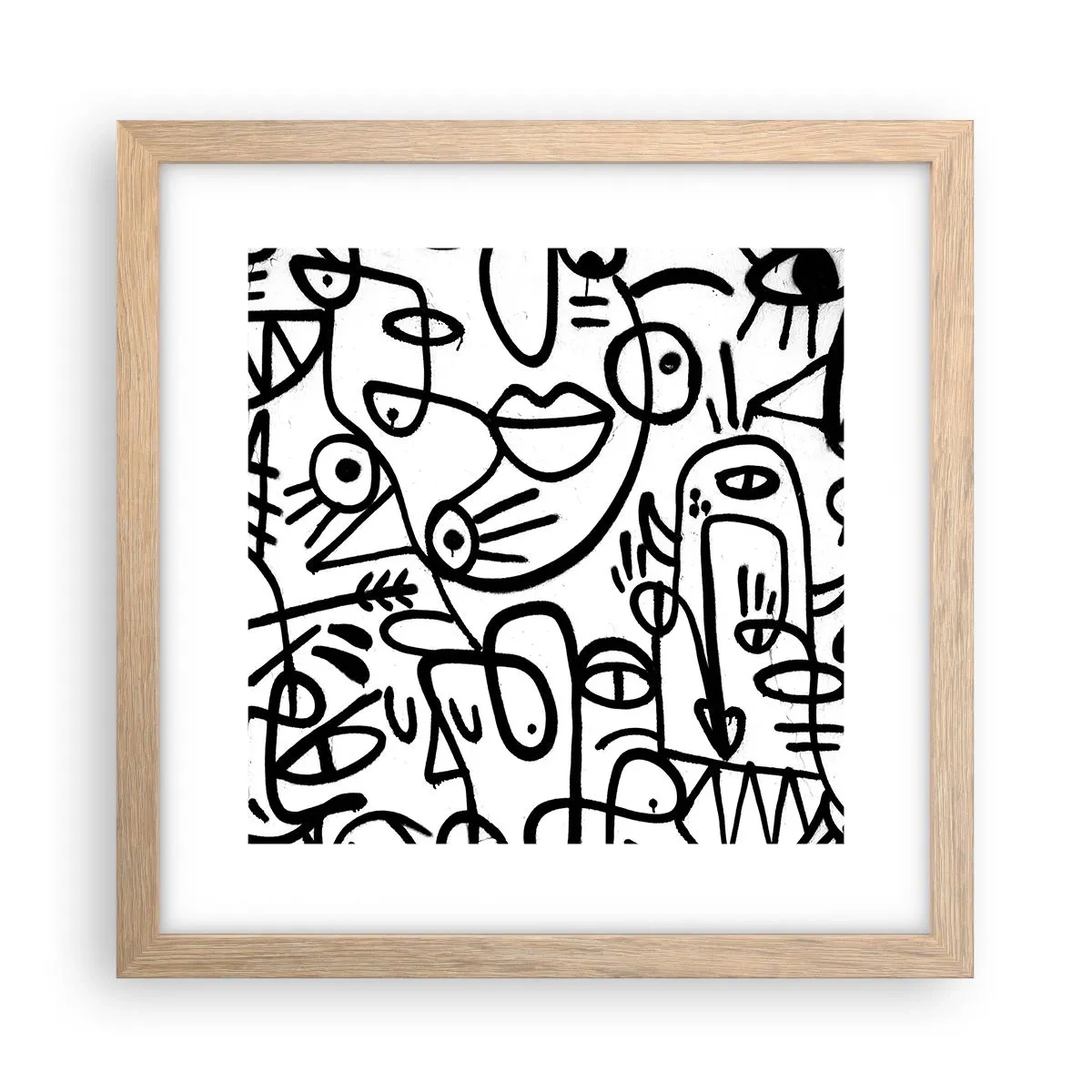 Pôster com moldura de carvalho claro - Rostos e miragens - 30x30 cm