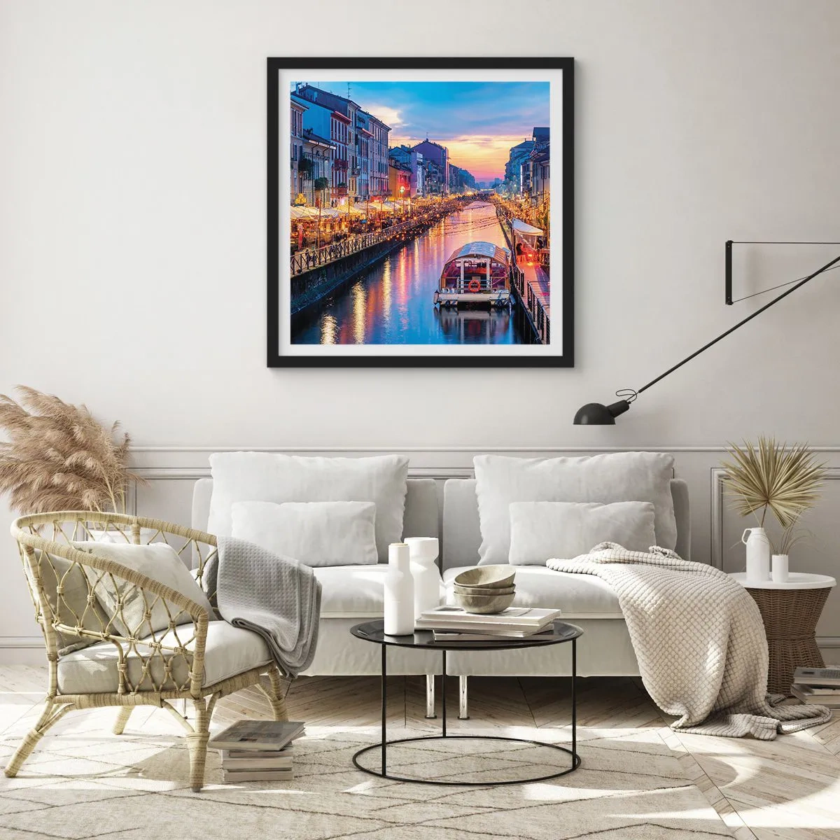 Pôster com moldura preta - Uma noite de luz e diversão - 50x50 cm