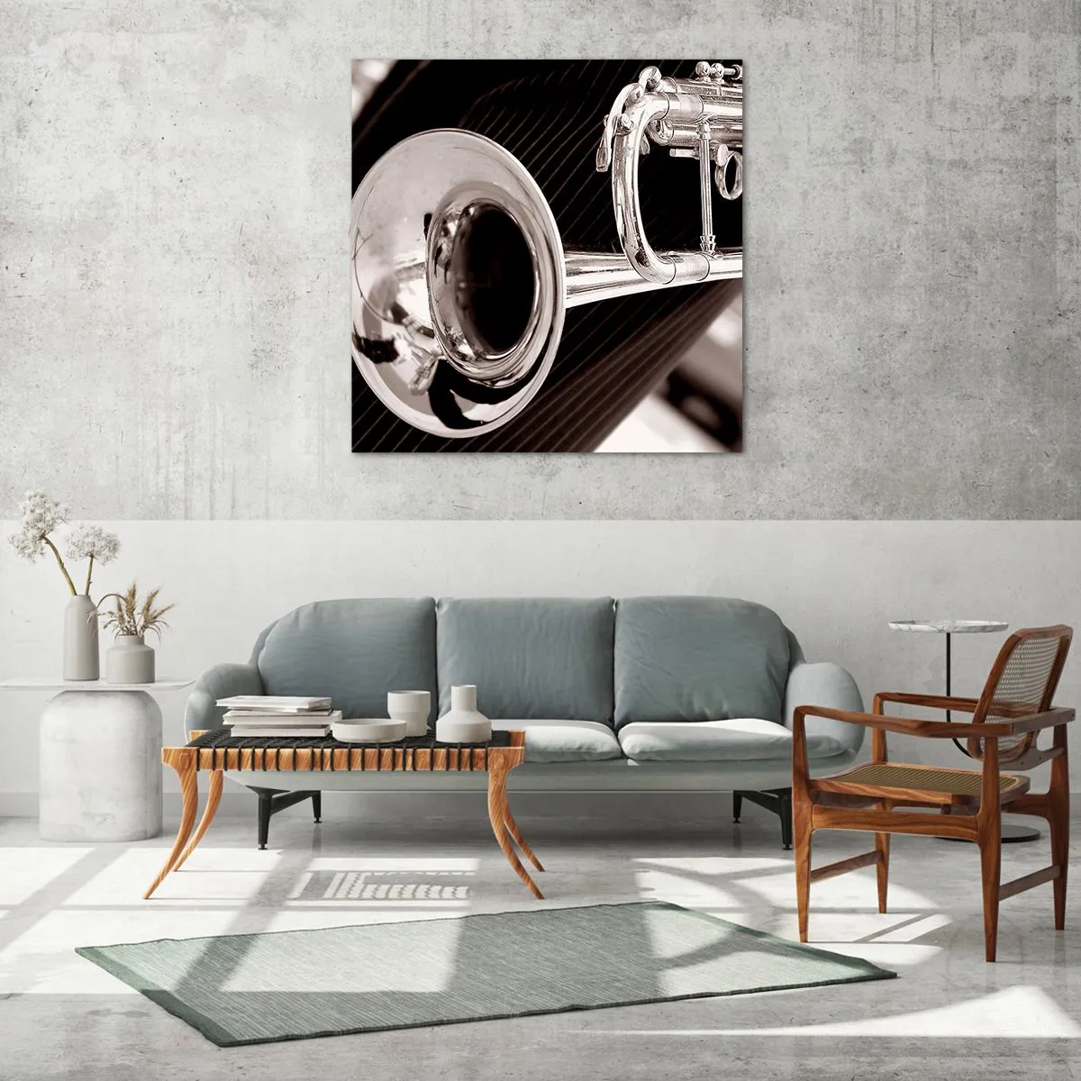 Quadro em vidro - Uma viagem musical aos anos 30 - 30x30 cm