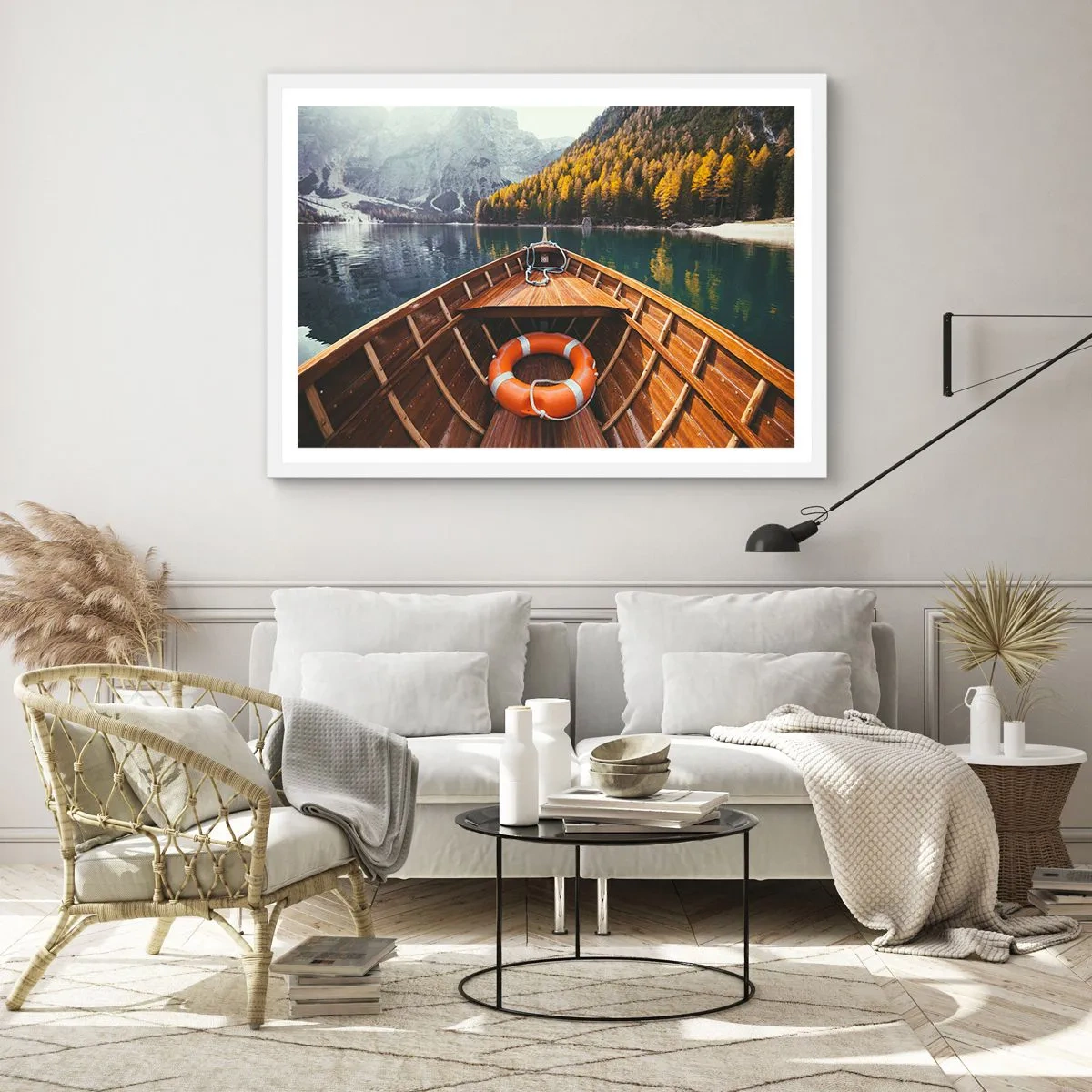 Pôster em moldura branca - Excursão na montanha - 70x50 cm