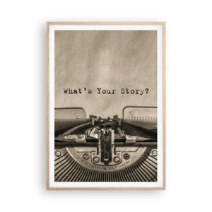 Pôster com moldura de carvalho claro - Conta-me - 70x100 cm