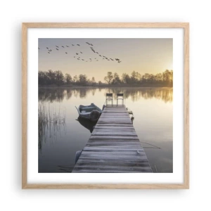 Pôster com moldura de carvalho claro - Voltarei dentro de algum tempo - 50x50 cm