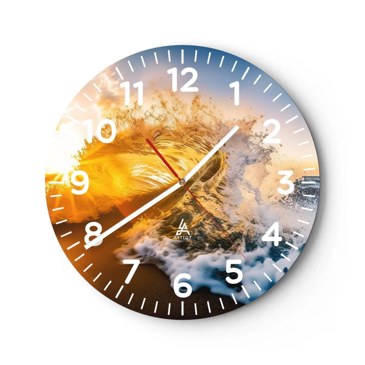 Relógio de parede - Relógio em vidro - Diversão na areia - 40x40 cm