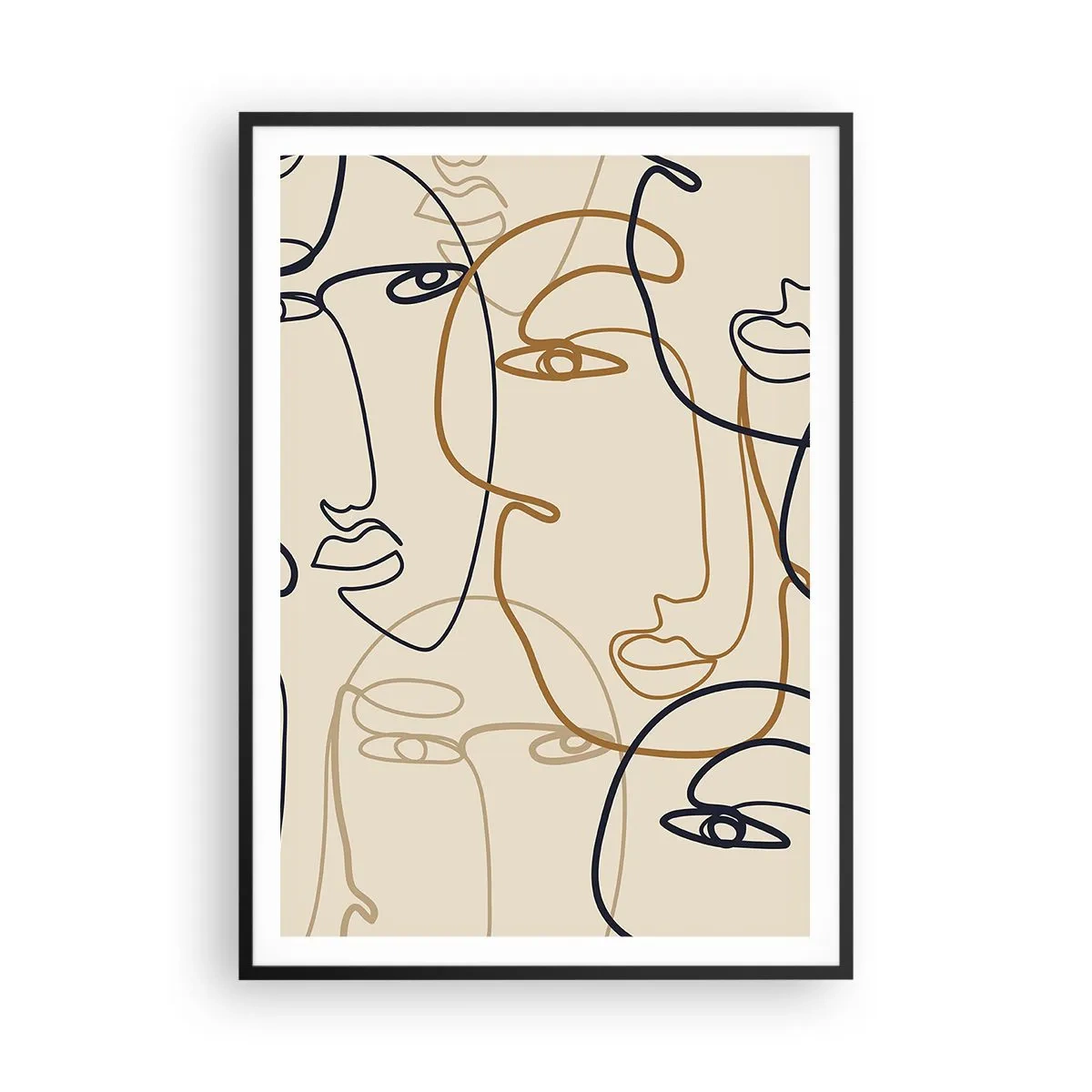 Pôster com moldura preta - Retrato multiplicado - 70x100 cm