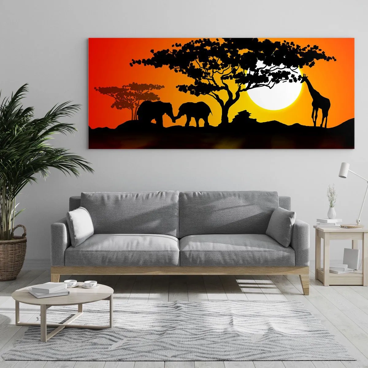 Quadro em vidro - Encontro na savana - 160x50 cm