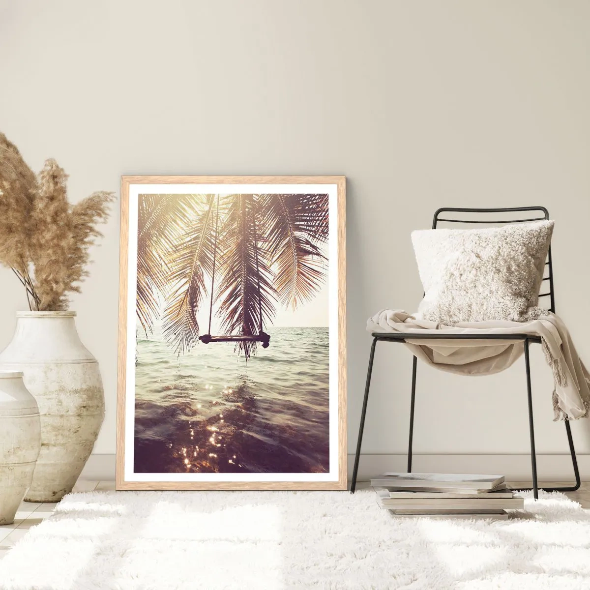 Pôster com moldura de carvalho claro - Deixe-se levar pela imaginação - 50x70 cm