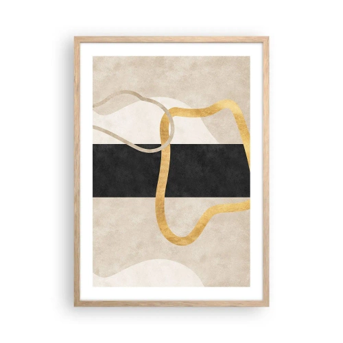 Pôster com moldura de carvalho claro - Formas em loop - 50x70 cm