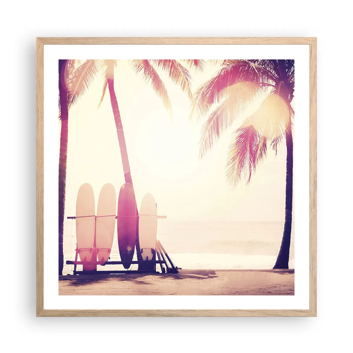 Pôster com moldura de carvalho claro - Vai ser um grande dia - 60x60 cm