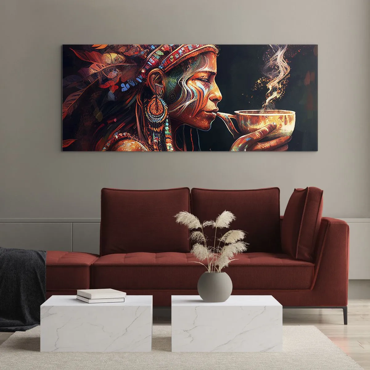 Quadro em vidro - Ritual mágico - 100x40 cm