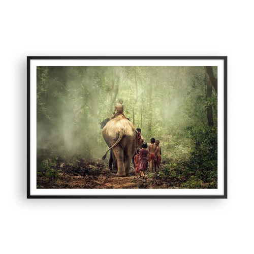 Pôster com moldura preta - Novo Livro da Selva - 100x70 cm