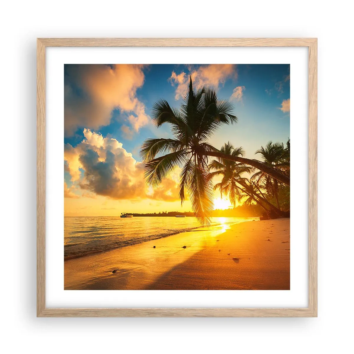 Pôster com moldura de carvalho claro - Um sonho caribenho - 50x50 cm