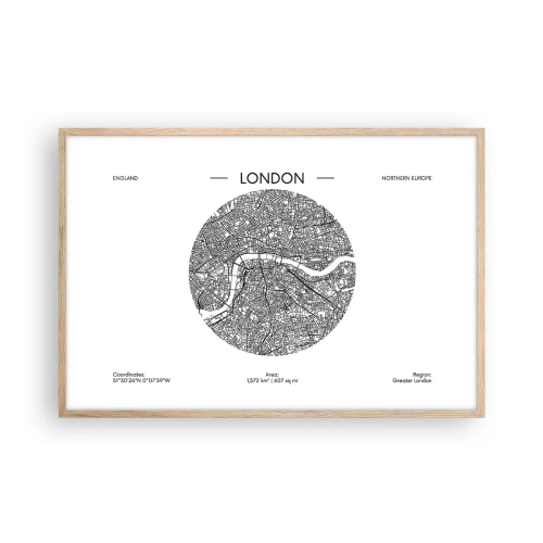 Pôster com moldura de carvalho claro - Anatomia de Londres - 91x61 cm