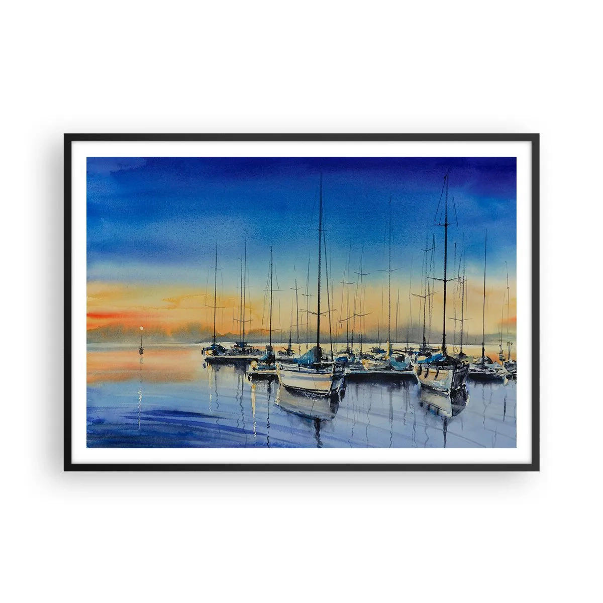 Pôster com moldura preta - Fim de um bom dia - 100x70 cm
