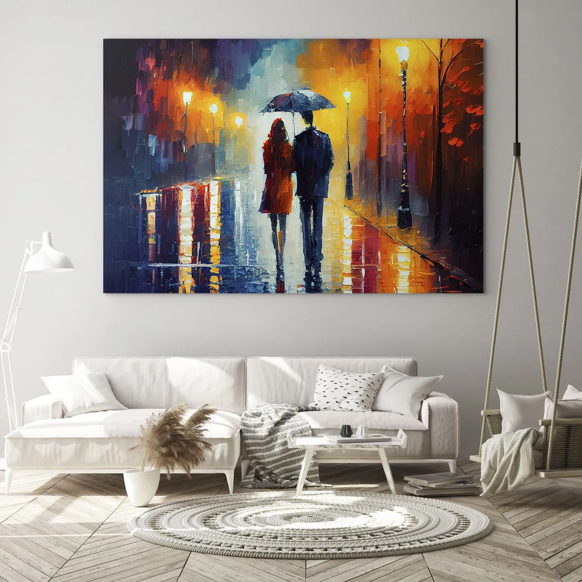 Quadro em vidro - Juntos – uma noite colorida - 120x80 cm