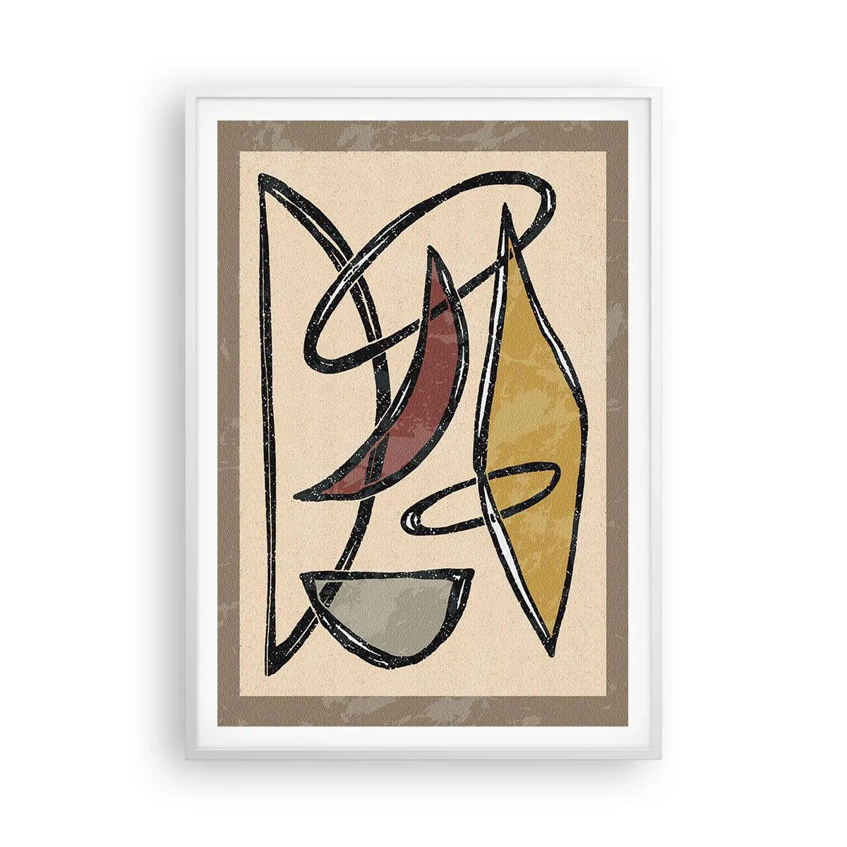 Pôster em moldura branca - Composição – arcos e ovais - 70x100 cm