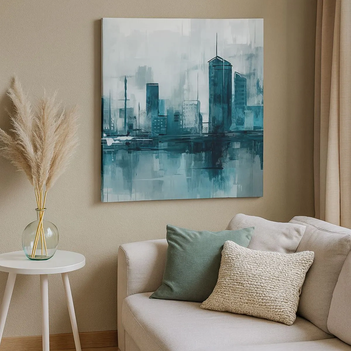 Quadro em tela - Uma cidade da cor da chuva - 30x30 cm