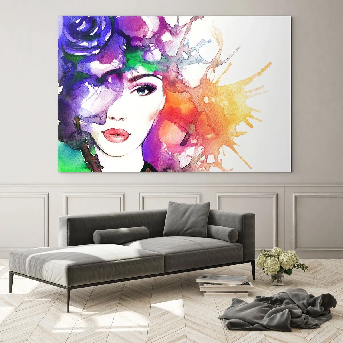 Quadro em vidro - Com a cabeça nas nuvens - 120x80 cm