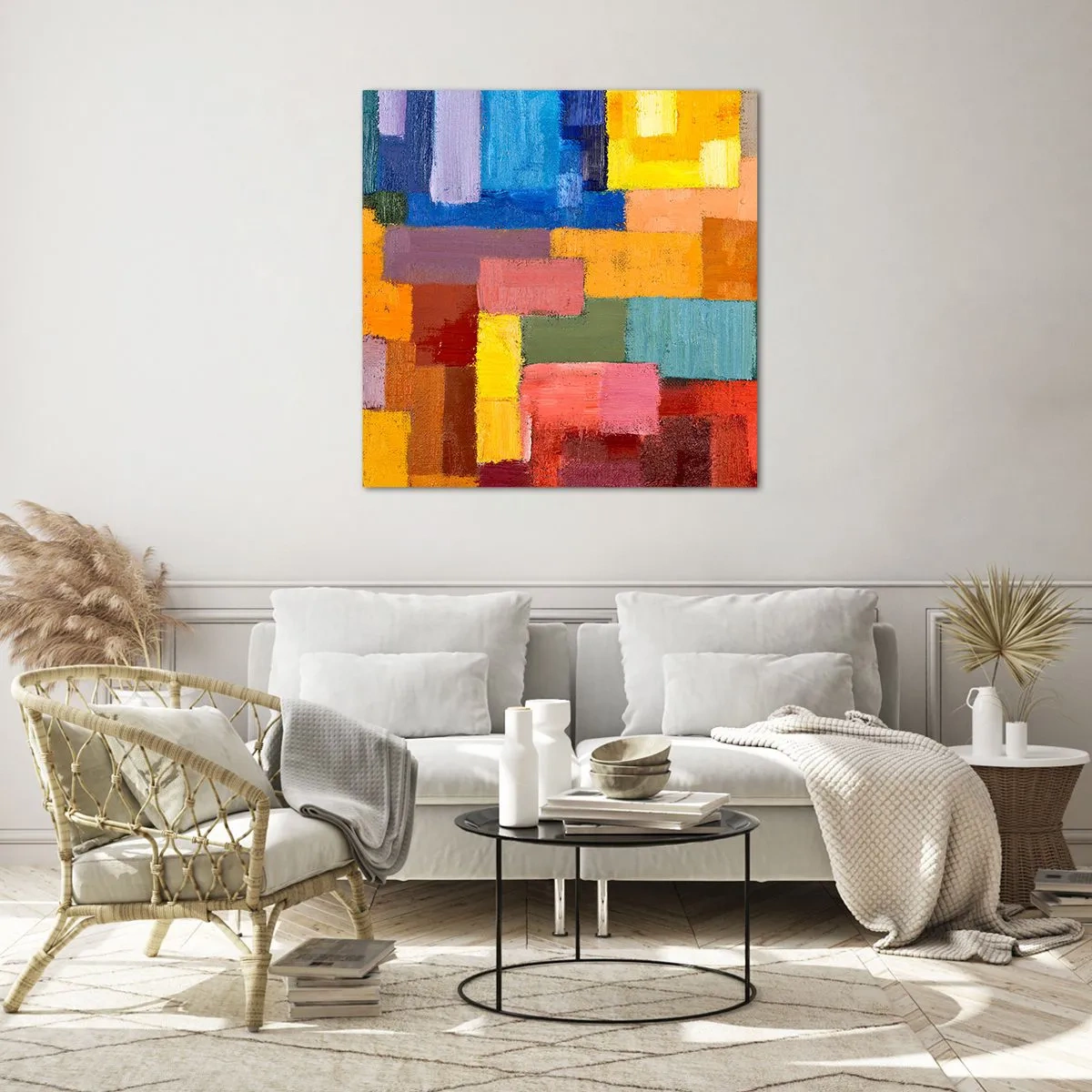 Quadro em vidro - Cada um diferente, todos coloridos - 60x60 cm