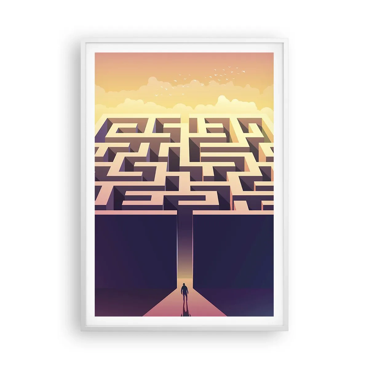 Pôster em moldura branca - Hora de decisão - 70x100 cm