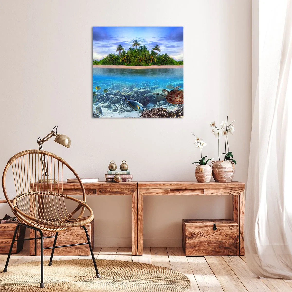 Quadro em tela - A Ilha Celestial lhe convida - 30x30 cm