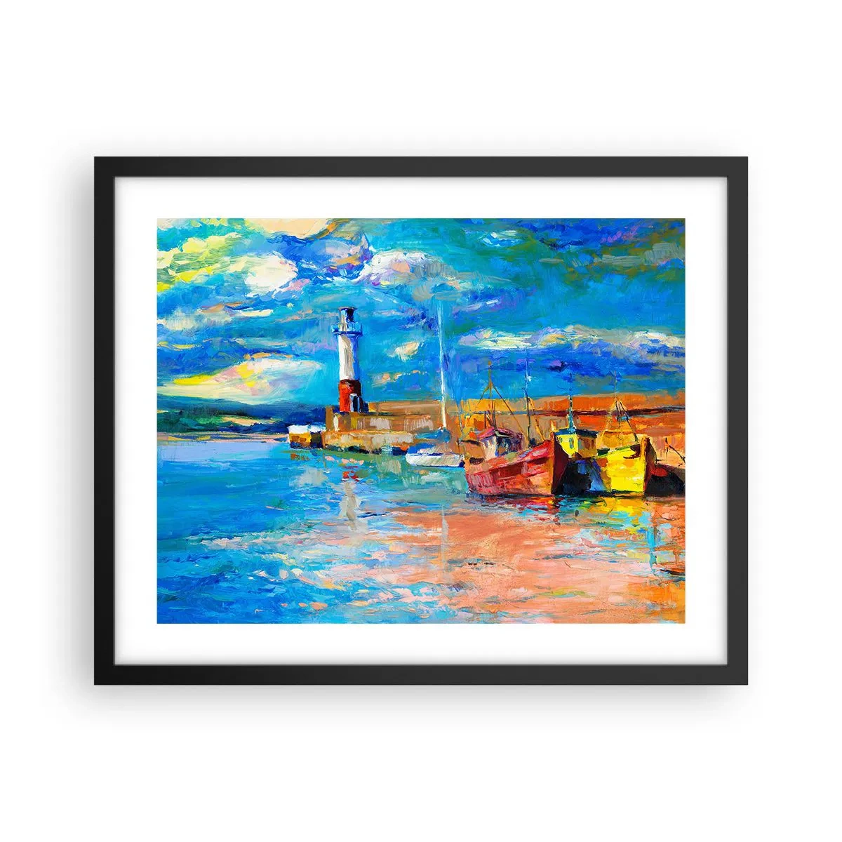 Pôster com moldura preta - Tarde na baía do arco-íris - 50x40 cm