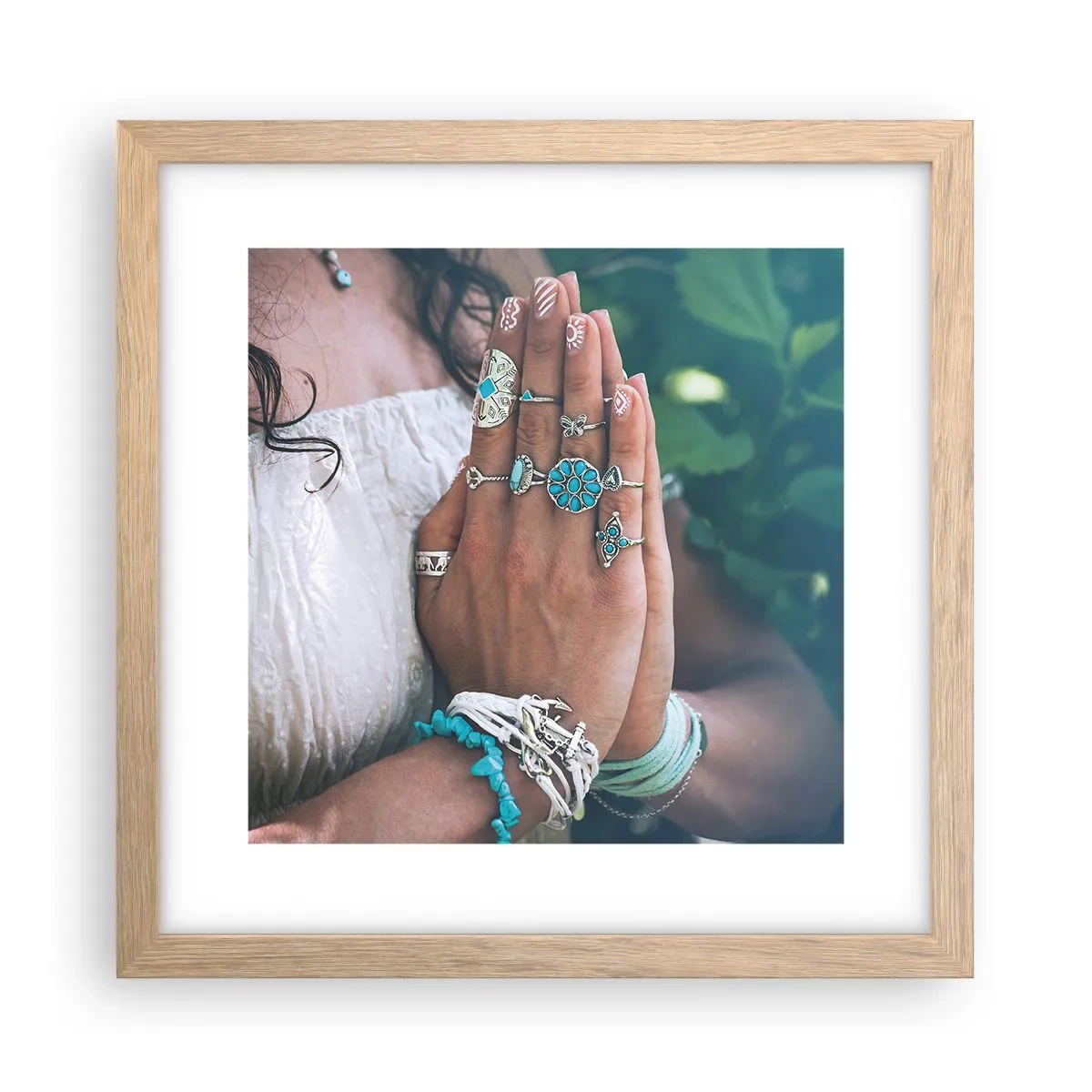 Pôster com moldura de carvalho claro - Bem-vindo ao centro do ser - 30x30 cm