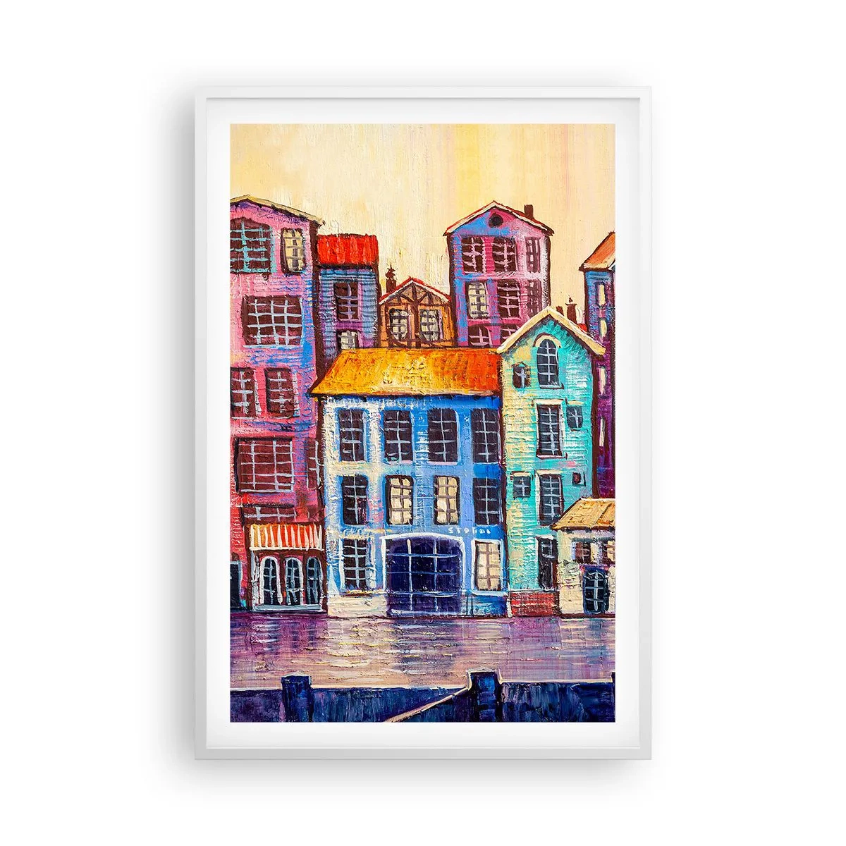 Pôster em moldura branca - Uma cidade como de um conto de fadas - 61x91 cm