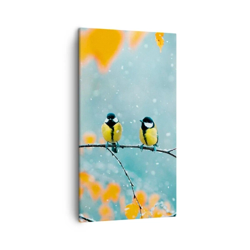 Quadro em tela - Fofoca de pássaros - 45x80 cm