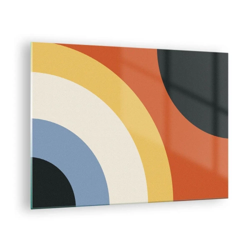 Quadro em vidro - Arcos coloridos abstratos em um fundo de vidro - 70x50cm - Um para o outro - Decoração de parede moderna para a sala de estar e quarto ARTTOR