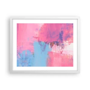 Pôster em moldura branca - Rosa, azul e uma pitada de luz - 50x40 cm