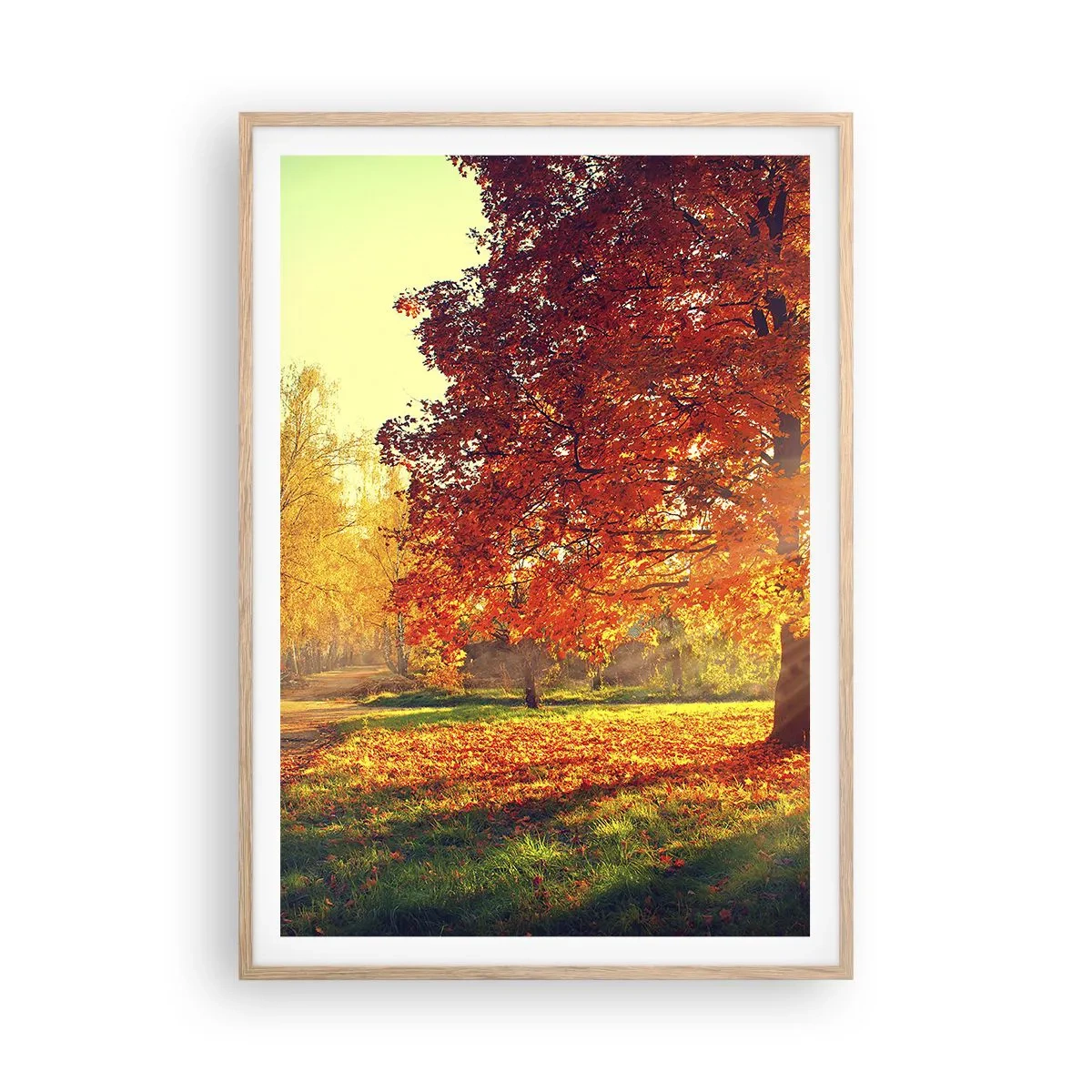 Pôster com moldura de carvalho claro - O vermelho é lindo - 70x100 cm