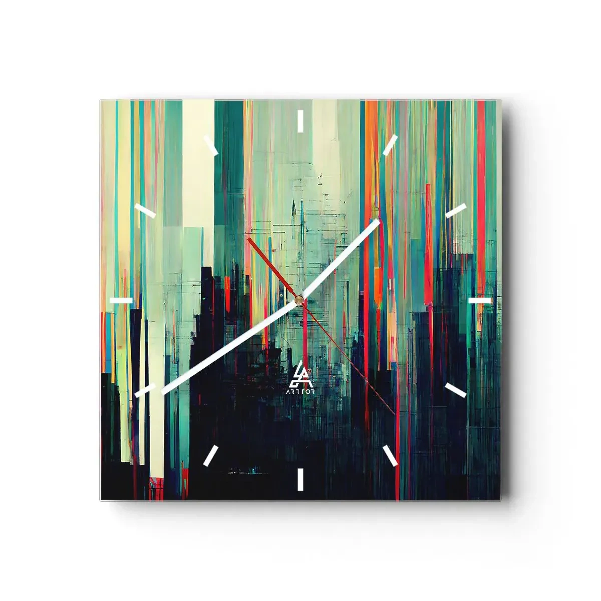 Relógio de parede - Relógio em vidro - Cidade futurista - 30x30 cm
