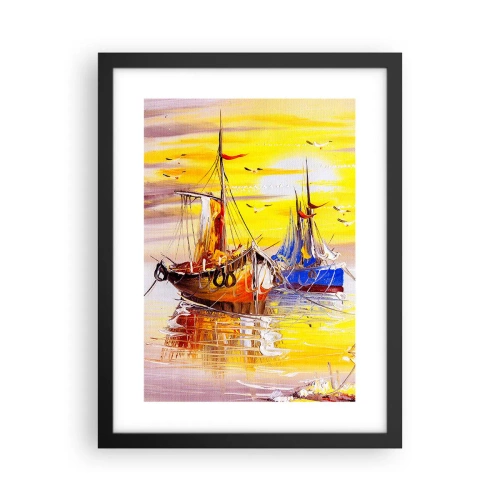 Pôster com moldura preta - Um merecido descanso no porto - 30x40 cm