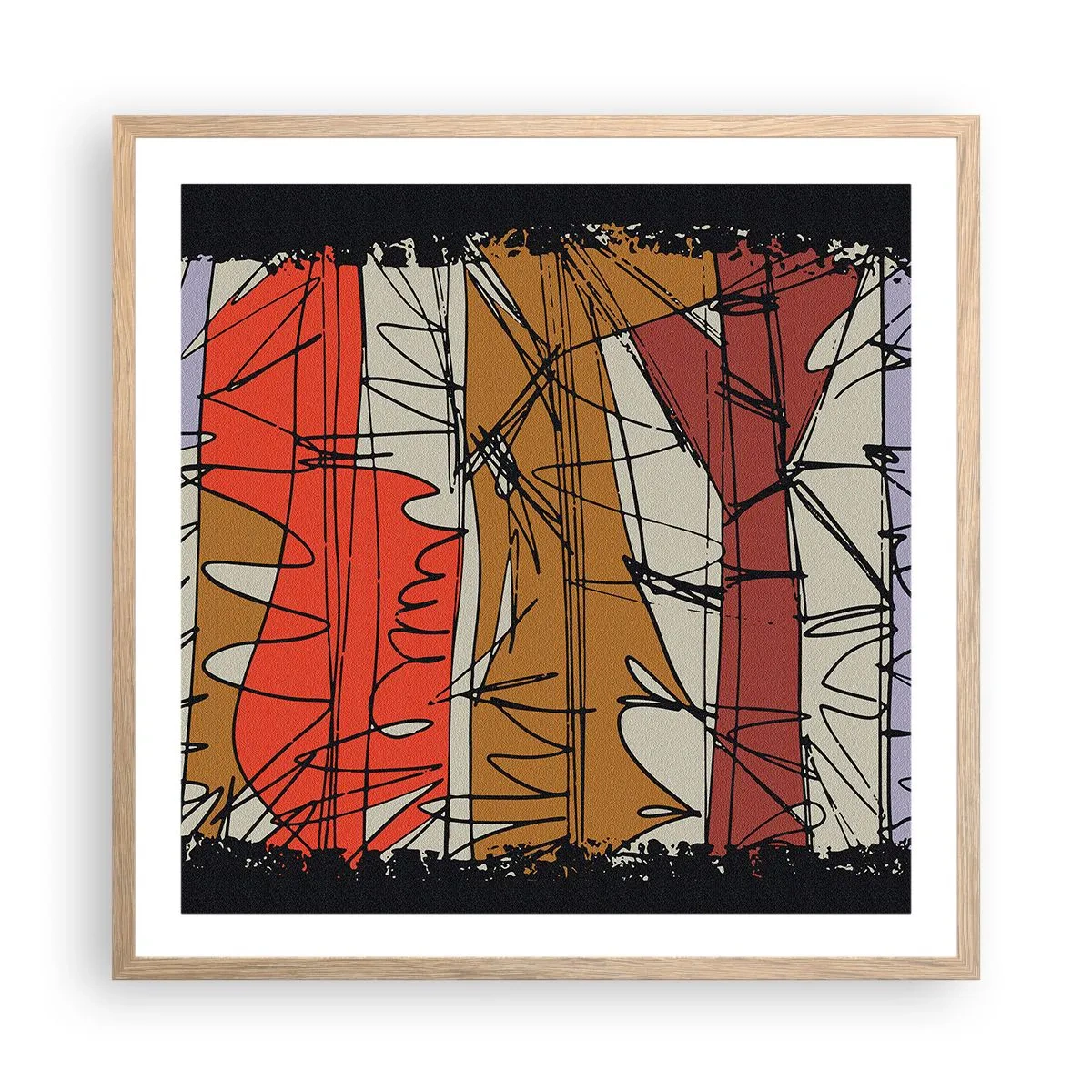 Pôster com moldura de carvalho claro - Composição espontânea - 60x60 cm
