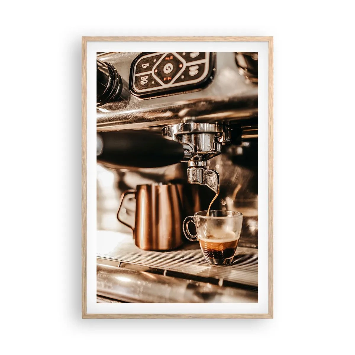 Pôster com moldura de carvalho claro - Brilho de café - 61x91 cm