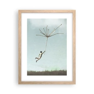 Pôster com moldura de carvalho claro - Papagaios, balões, vento - 30x40 cm