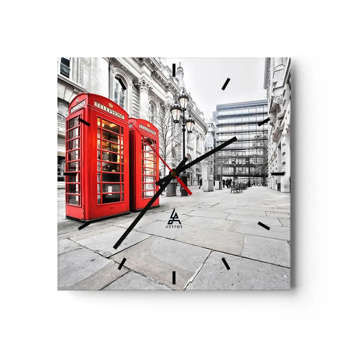 Relógio de parede - Relógio em vidro - Bem-vindo a Londres - 30x30 cm