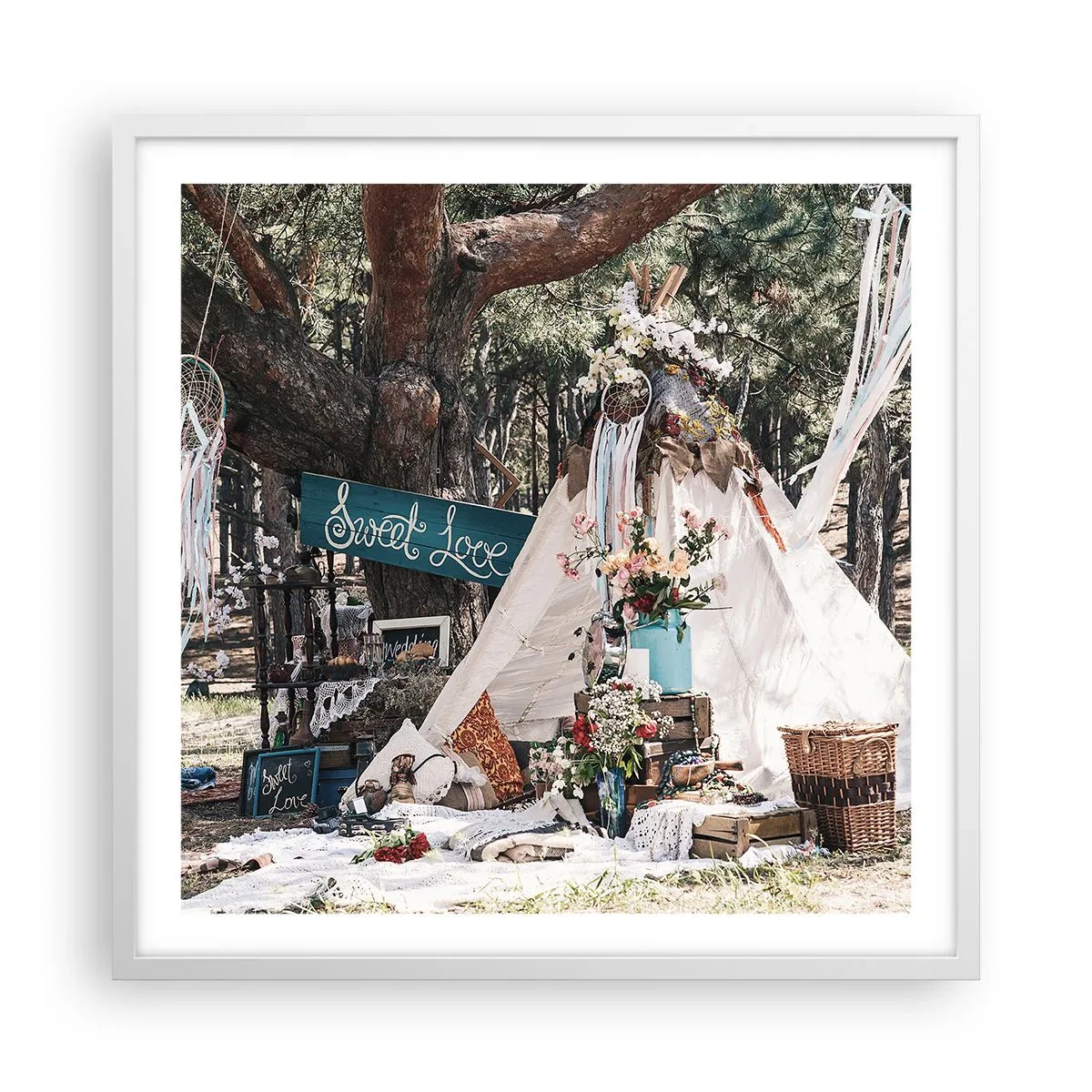 Pôster em moldura branca - Make love… - 60x60 cm