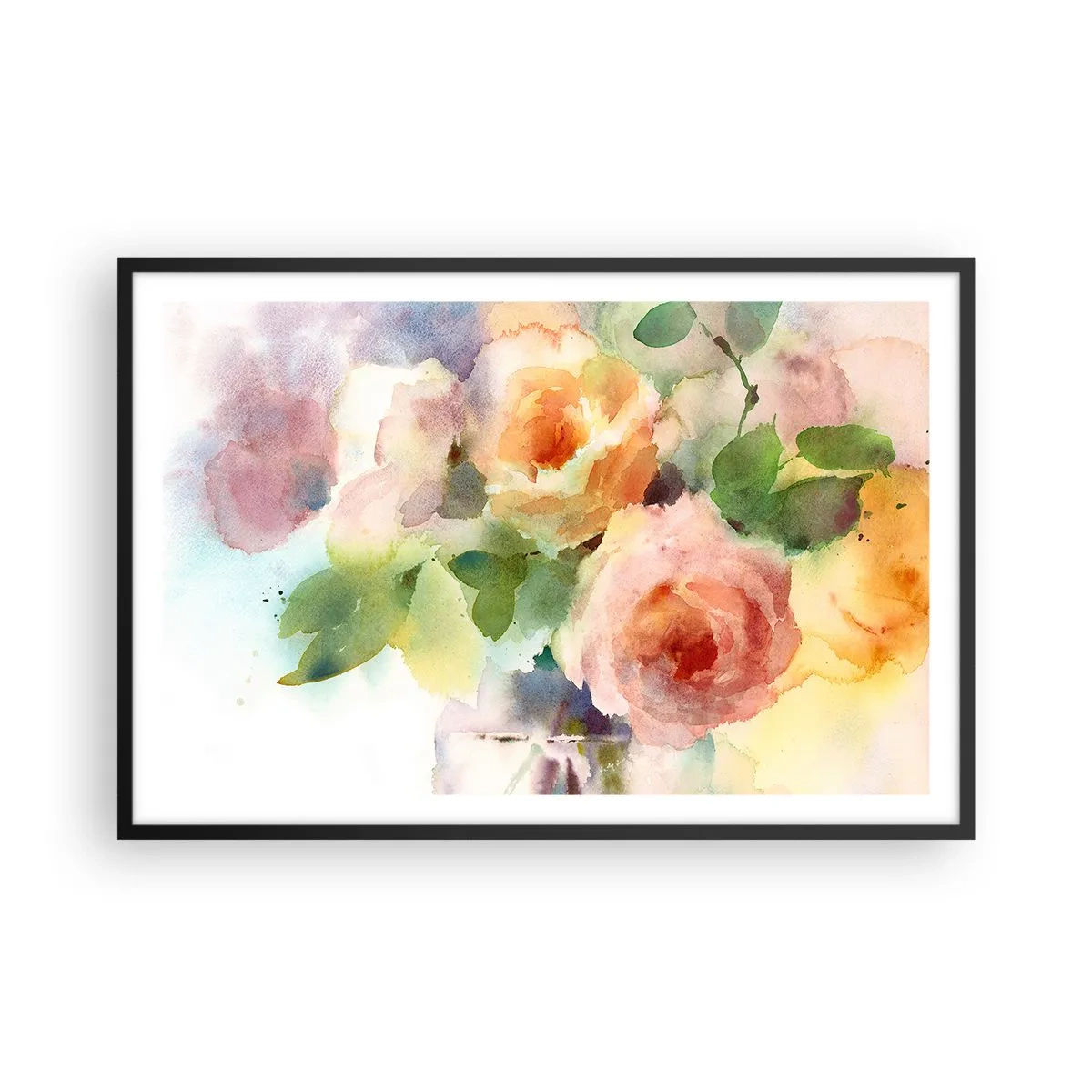 Pôster com moldura preta - Delicado como uma aquarela - 91x61 cm