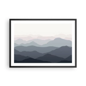 Pôster com moldura preta - Ondas de montanha - 70x50 cm