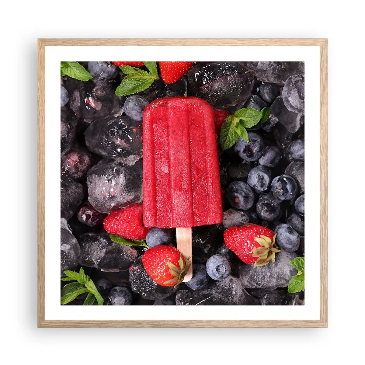 Pôster com moldura de carvalho claro - O sabor de um verão quente - 60x60 cm