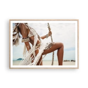 Pôster com moldura de carvalho claro - Sacerdotisa do Sol - 100x70 cm